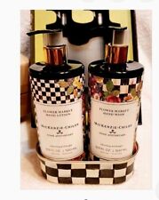 Mackenzie Childs Flower Market Hand Soap & Lotion W/ COURTLY CHECK Caddy 