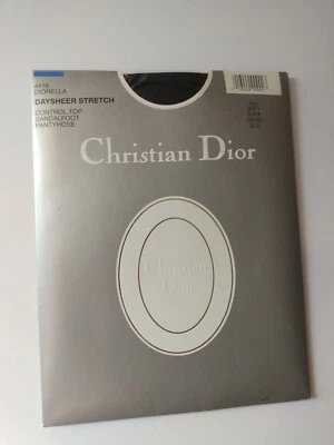 Meia-calça Christian Dior Diorella tamanho 3 preta controle de orquídea transparente vintage nos - Imagem 1 de 4