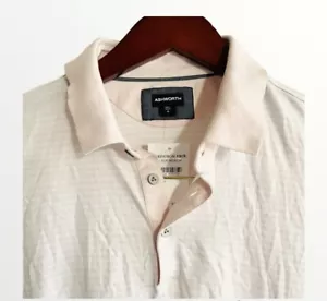 Ashworth Mens Short Sleeve Golf Polo Shirt Light Pink Stripes Sz Medium - Imagen 1 de 5