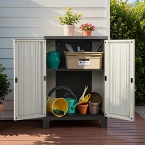 Gardeon Outdoor Storage Cabinet Box 92cm Lockable Cupboard Sheds Garage Adjustab - Picture 1 of 8