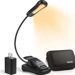 Book Light Set Charger Clip on Reading Bed 3 Brightness Rechargeable Travel Case - Picture 1 of 15