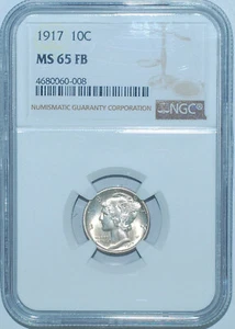 1917 NGC MS65FB Full Bands Mercury Dime - Picture 1 of 2