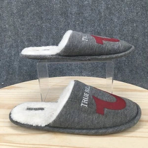 True Religion Slippers Mens 7-8 Slip On Mules Gray Comfort Faux Fur Lined Flats - Picture 1 of 14