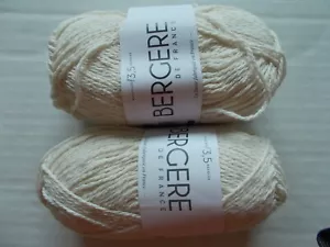 Bergere de France Ecoton cotton blend yarn, Ecru, lot of 2 (142 yds each) - Picture 1 of 2