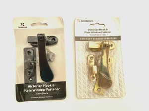 Sandleford Victorian Hook Plate Window Fastener Polished Chrome, Brass , Black - Picture 1 of 4