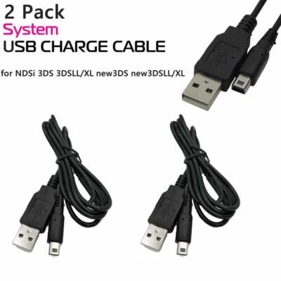 2x1.2M USB Charging Charger Power Cable Lead For Nintendo 3DS/DSi XL,NDSi/3DS LL - Image 1 of 4