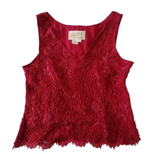 Top da sera senza maniche Teri Jon 8 perline pesanti rosso vampiro fata sexy romantico - Foto 1 di 12