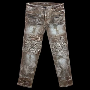 Pantalones de mezclilla ajustados con cremalleras con tachuelas ROBIN'S JEAN para hombre talla 36 (real 40x34) - Imagen 1 de 24
