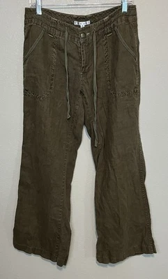 CAbi Women’s Wide Leg 100% Linen Olive Green Pants Size 8 Boho Pants - Image 1 of 4