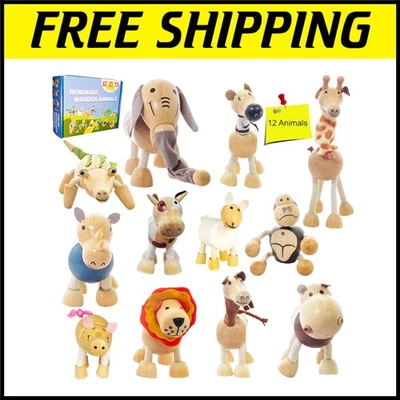 Montessori Wooden Animal Toy Set - Non-Toxic, Bendable & Safe for Toddlers - Image 1 of 4