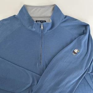 Peter Millar Crown Crafted Men XL Blue 1/4 Zip Long Sleeve Pullover Sweater Logo - Picture 1 of 12
