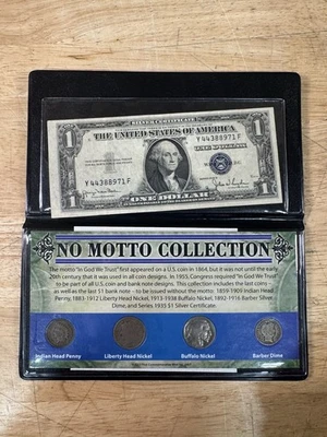 No Motto Collection Coin Mint Set & SILVER CERTIFICATE, First Commemorative Mint - Image 1 of 4