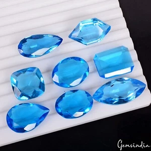176.30Ct/8 Pcs Lab Created Eye Clean Blue Hydro Topaz Wholesale Loose Gemstones - Picture 1 of 6