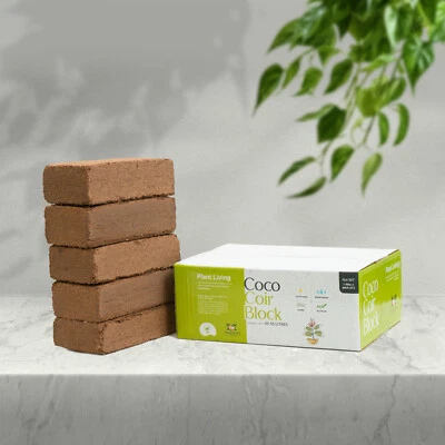 Mejor paquete de 5 ladrillos de médula de fibra de coco premium turba de coco, 650 g/1,4 libras, valor EC y Ph más bajo Foto 1 de 4