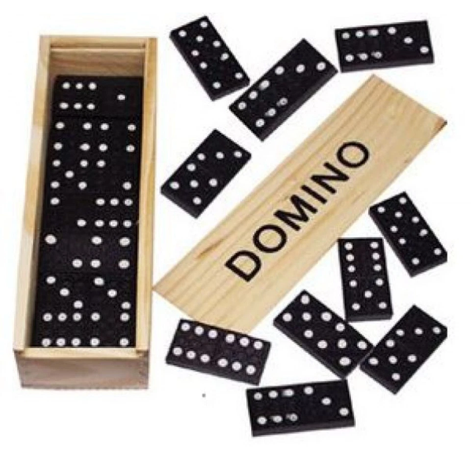 Domino Spiel mit 28 Steinen aus Holz Dominospiel Reisespiele Anleitung deutsch - Bild 1 von 1