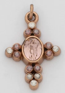 Brighton Jewelry -  Gold Tone Cross Pendant w/Crystals - Picture 1 of 1