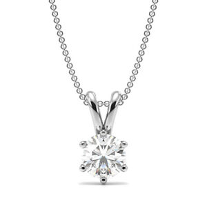 1/10ct I1/HI Natural Diamond 18K White Gold Solitaire Diamond Pendant Necklace