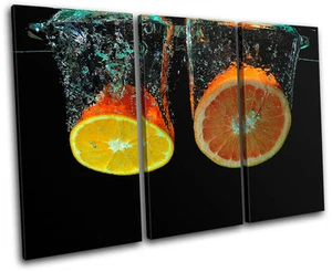 Fruit Water Splash Food Kitchen TREBLE CANVAS WALL ART Picture Print VA - Picture 1 of 1
