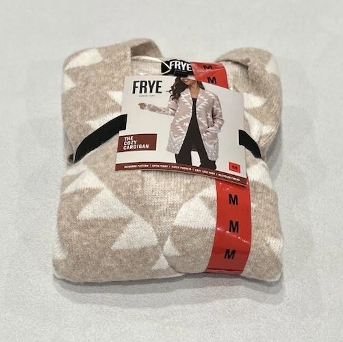 Frye Women's The Cozy Cardigan Tan (Oatmeal Combo) Size M. BM