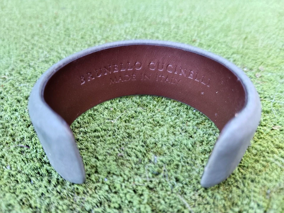 Brazalete Brazalete Mujer Brunello Cucinelli Cuero Marrón/Pizarra Hecho en Italia Foto 1 de 4