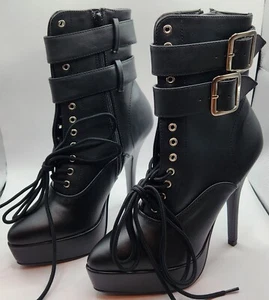 DEVIOUS INDULGE-1026 Women's 5" Heel Platform Lace-Up Side Zip Boot Cosplay - Picture 1 of 7