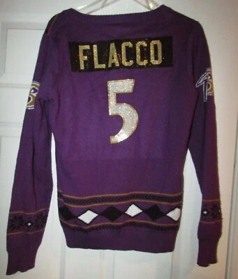 NFL Baltimore Ravens Sparkly Joe Flacco Ladies Sweater Size Large - Image 1 of 4