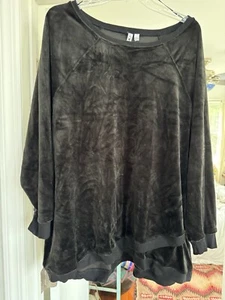 Cable & Gauge Womens Black Crushed Velvet Lounge Shirt 1X - Picture 1 of 8