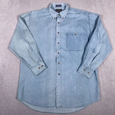 Vtg Chaps Ralph Lauren Shirt Mens 16 32-33 Blue Denim Button Down Western Fade* - Image 1 of 4