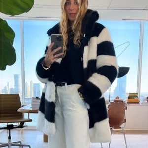 J.Crew Collection Plüsch Kunstfell Topcoat in Streifen Jacke Gr. XXS - Bild 1 von 16