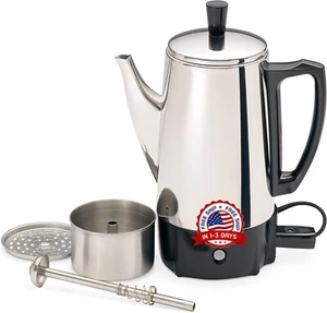 6 tazas de café percolador cafetera olla de acero inoxidable eléctrico portátil - Picture 1 of 8