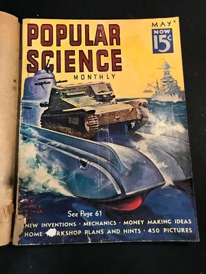 Vintage May 1938 Popular Popular Science Magazine Sailing Midget Ships Fish Bowl Foto 1 de 2