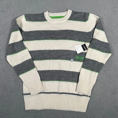 Billabong Sweater Mens Medium Cream Gray Striped Wool Acrylic Y2K Pullover Crew - Image 1 of 4