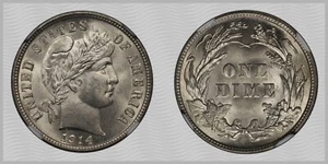 US 1914 10C NGC MS64 Barber Dime Silver - Picture 1 of 1