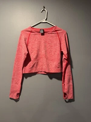 Victoria's Secret ROSA Activo Sin Costuras Manga Larga Recortado Top Rojo Jaspeado XL Foto 1 de 4