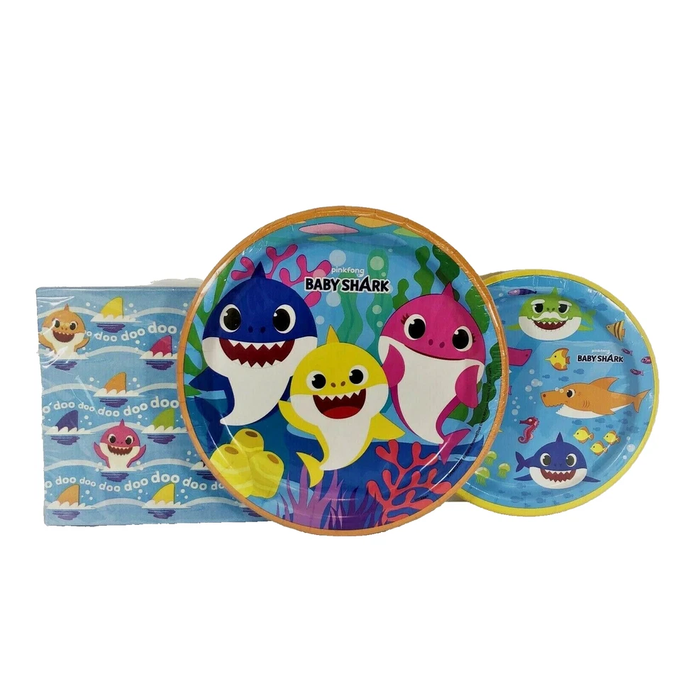 Baby Shark Party Supplies for 8 Ocean Theme Plates & Napkins Set - Image 1 of 1