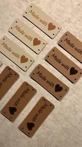10 Made with Love Heart PU Leather Labels Crocheting Mother's Day Projects - Picture 1 of 1