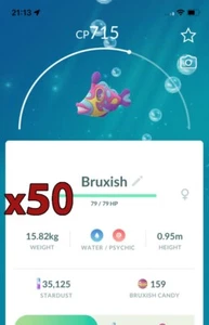 Pokemon TRADE - 50x Bruxish Trades !! Good Chance of Lucky and Good IVs !! - Picture 1 of 1