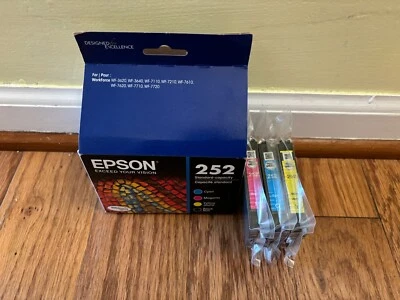 Genuine Epson 252 Color Ink Cartridge Set Exp 06/24 Cyan Magenta Yellow - Image 1 of 4