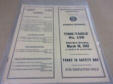 Railroad Employee Timetable March 16, 1947 Union Pacific Kansas Division No 198
