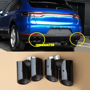 2019-2021 For Porsche Macan Glossy Black Rear Exhaust Muffler Tip End Pipe Steel - Picture 1 of 12