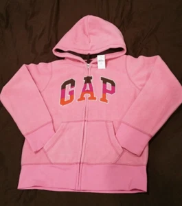 Gap Kids Girls Soft Fleece Logo Zip Up Hoodie Jacket Size L 10 Heather Rose Pink - Picture 1 of 4