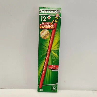 Dixon Ticonderoga 14259 Carmine Red Lead Erasable Checking Pencils - 1 Dozen