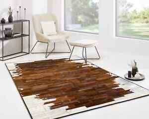 Leather Cowhide Rug Cow Skin Carpet Patchwork Area RugNew Handmade Fur Hair On