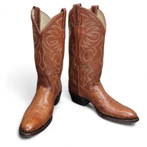 Larry Mahan Lizard Cowboy Boots 3112 Brown Size 7 B Narrow Western Dance - Picture 1 of 15