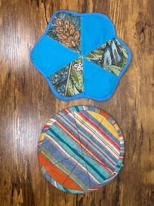 Vintage 50er Jahre handgefertigte Topflappen - leuchtende Farben - 7" Durchmesser - Bild 1 von 6