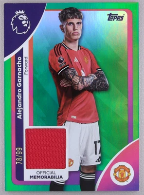 Alejandro Garnacho 2025-26 Topps Premier League 78/99 Patch GU Worn Green #RE-AG - Image 1 of 3