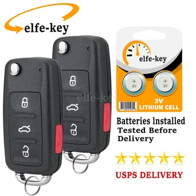 Llavero remoto abatible 2X 4B para Volkswagen Golf GTI Jetta Passat CC Eos 2011-2016 Foto 1 de 4