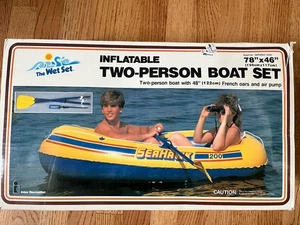 Vintage New 1985 Intex Seahawk 2 Inflatable Boat Set w Air Pump & Oars 78”x46 - Picture 1 of 9