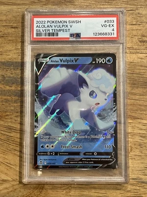 GRADED PSA 4 2022 Pokemon SWSH Alolan Vulpix V Silver Tempest #033 - Image 1 of 2