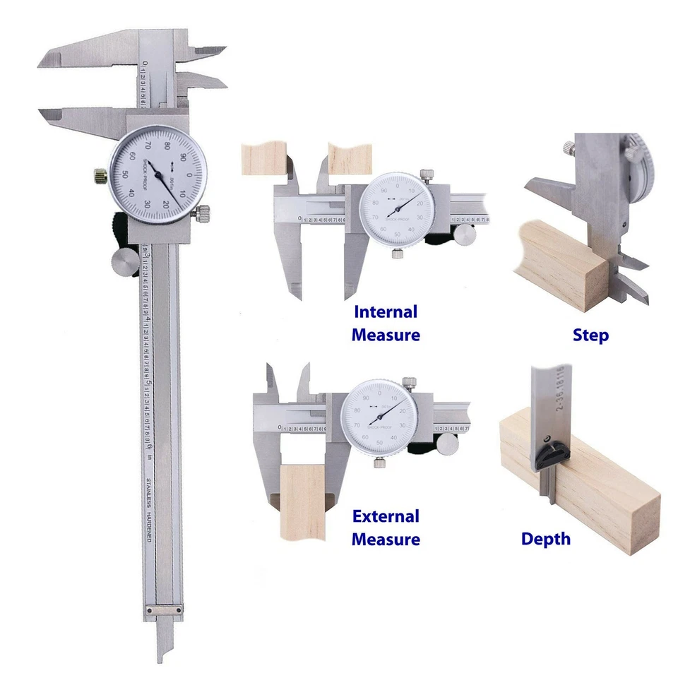 Accurate 0 001 Inch Vernier Caliper 4 Way Measurements Shockproof Fine Polished - Image 1 of 4